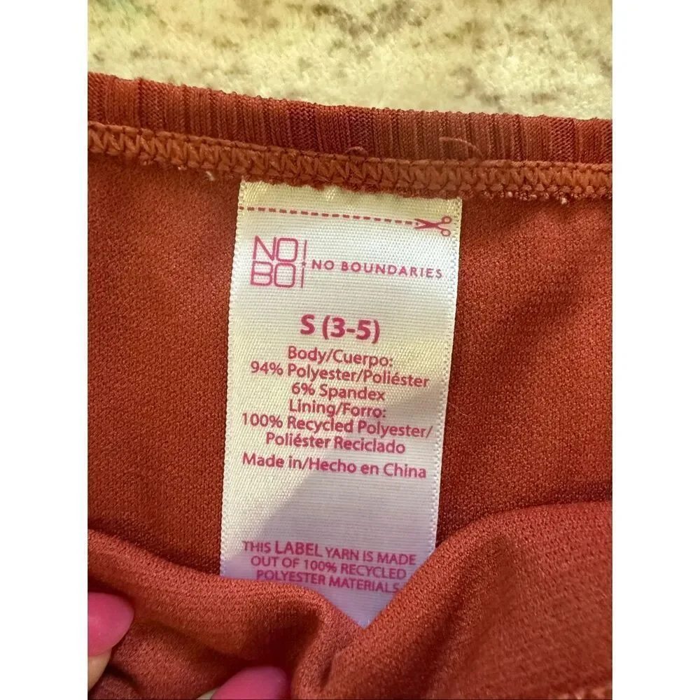 No Boundaries Women's Textured 2-Piece Bikini Set Rusty Brick Junior Size Small
